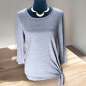 ALYX WMs SM Side Knot Round Neck Crochet Open Back 3/4 Bell Sleeve Boho Casual